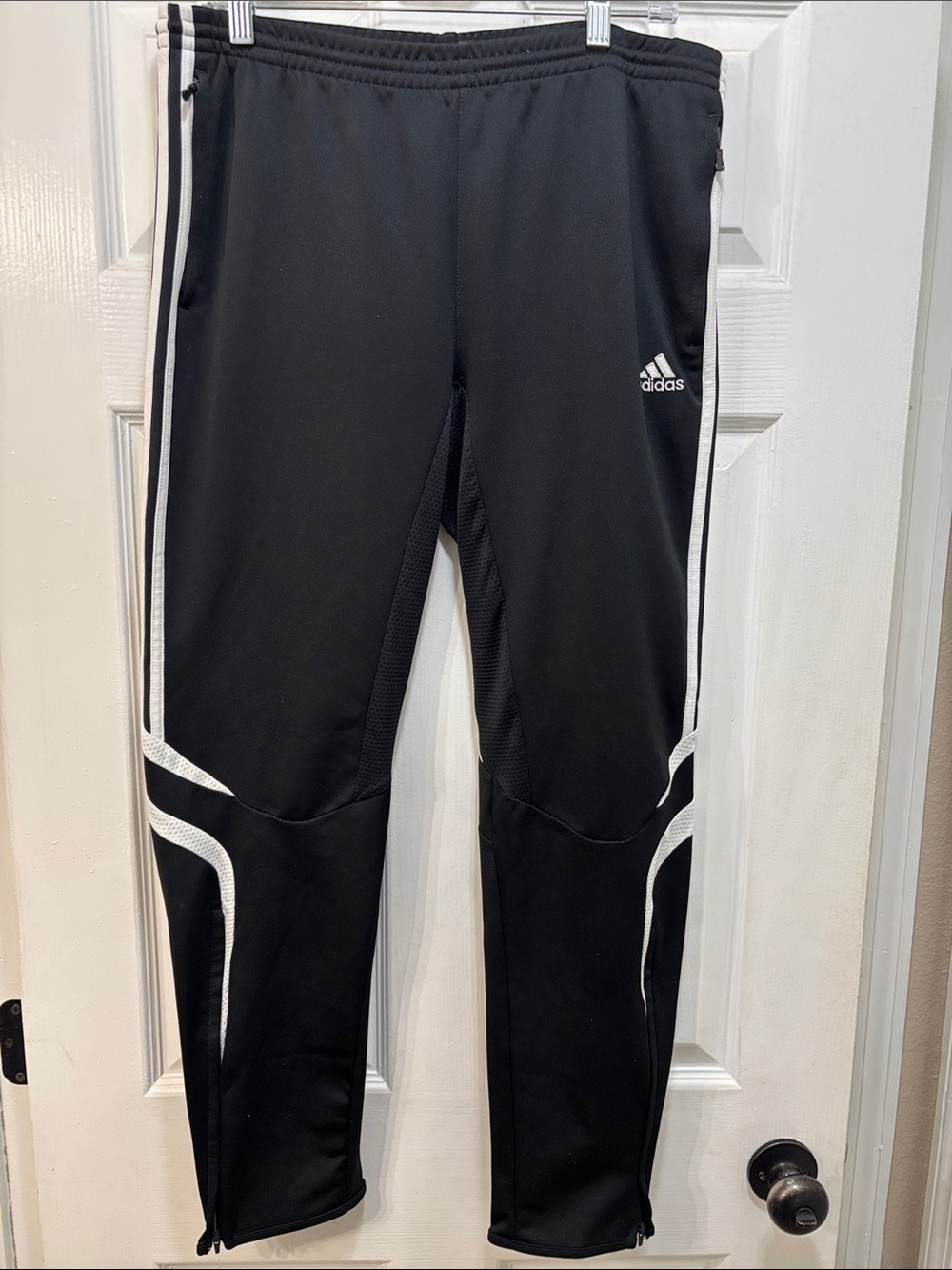 adidas Black Jogger Sweatpants with White Stripes